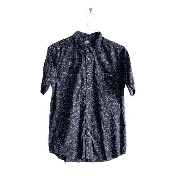Billabong Mens Short Sleeve Button-Down Shirt Abstract Black Size Medium - Picture 1 of 6